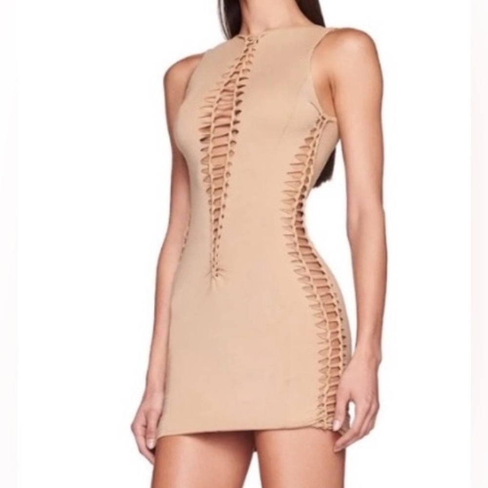 I.Am.Gia  Sleeveless Nude Cutout Mini Dress